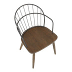 Ellul Industrial Chair in Dark Walnut Wood and Black Metal