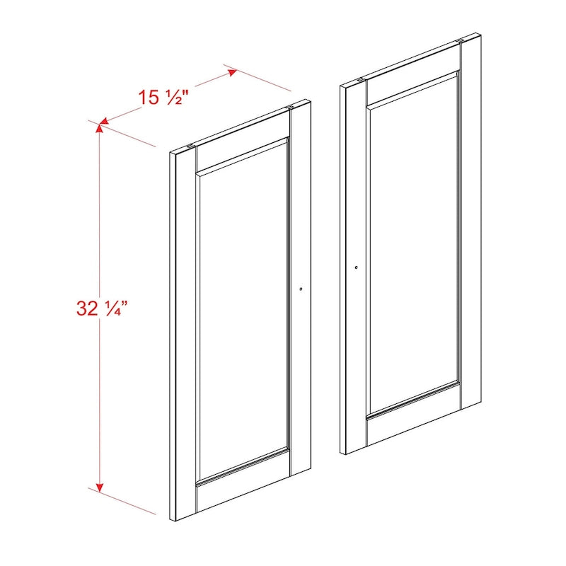 100% Solid Wood Modular Kitchen Pantry Double Door Kit - Set of 2