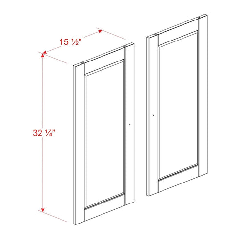 100% Solid Wood Modular Kitchen Pantry Double Door Kit - Set of 2