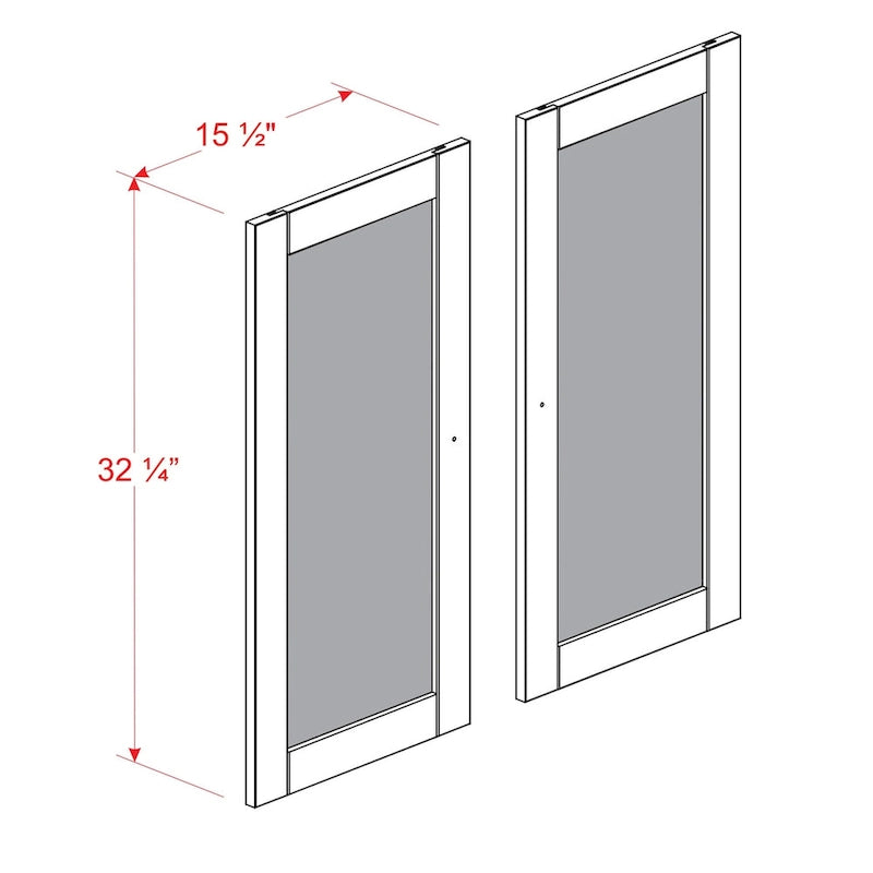 100% Solid Wood Modular Kitchen Pantry Double Door Kit - Set of 2