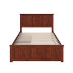 Full Platform Bed with 2 Storage Drawers in Walnut