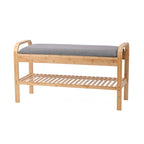  Cambridge Bamboo Shoe Bench, Natural, 35.5 W x 13 D x 20 H