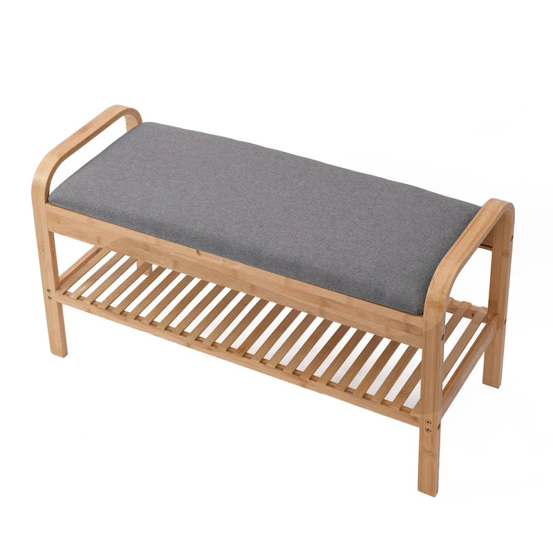 Bamboo Shoe Bench, Natural, 35.5 W x 13 D x 20 H