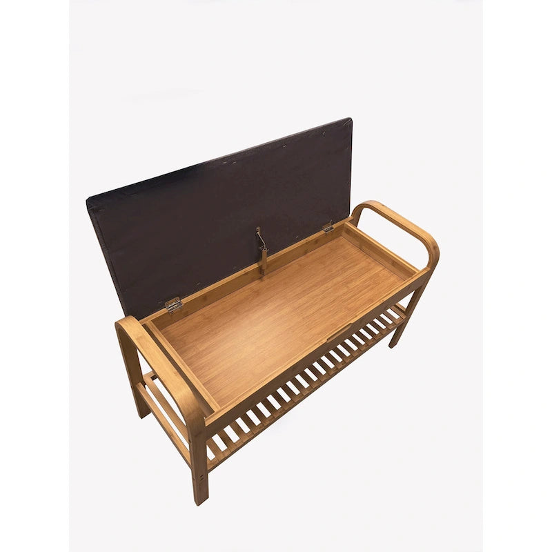Bamboo Shoe Bench, Natural, 35.5 W x 13 D x 20 H