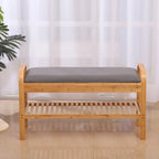Bamboo Shoe Bench, Natural, 35.5 W x 13 D x 20 H