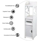 4-Tier Bathroom Standing Shelf Storage Closet Organizer Free Standing Shelves Rack Cabinet with 2 Doors