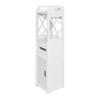 4-Tier Bathroom Standing Shelf Storage Closet Organizer Free Standing Shelves Rack Cabinet with 2 Doors
