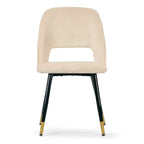 Set of 2 Ania Beige Velvet Dining Chair with Golden Accented Legs