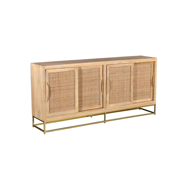  Natural Cane 4 Sliding Door Sideboard