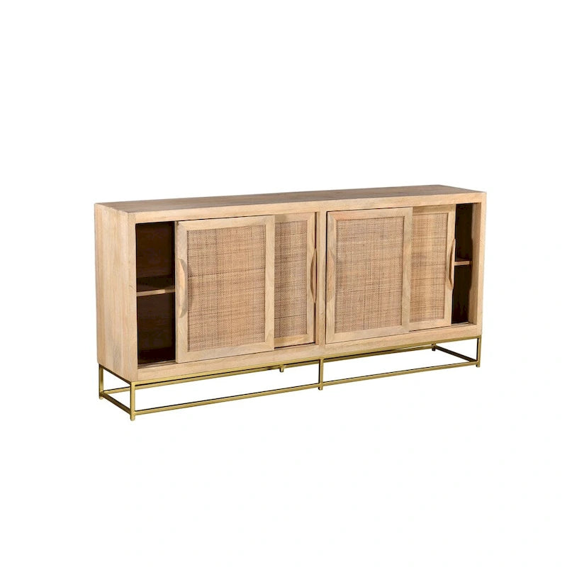 Natural Cane 4 Sliding Door Sideboard