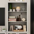 Media Console Glass Doors Modern Living Spaces Entertainment Center - 126x70.9