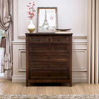 Solid Wood Spray-Painted Drawer Dresser Cabinet with Retro Round Handle, Auburn