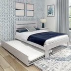  Farmhouse Full Bed with Plank Headboard and Trundle