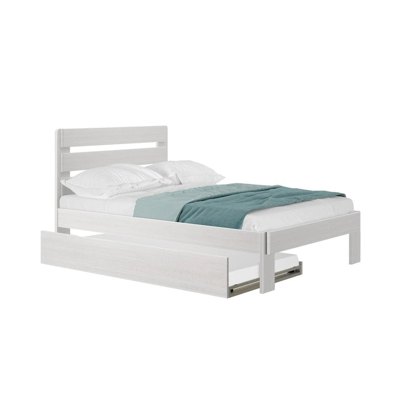 Farmhouse Full Bed with Plank Headboard and Trundle
