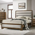  Collins Brown Solid Wood Channel Fabric Panel Bed