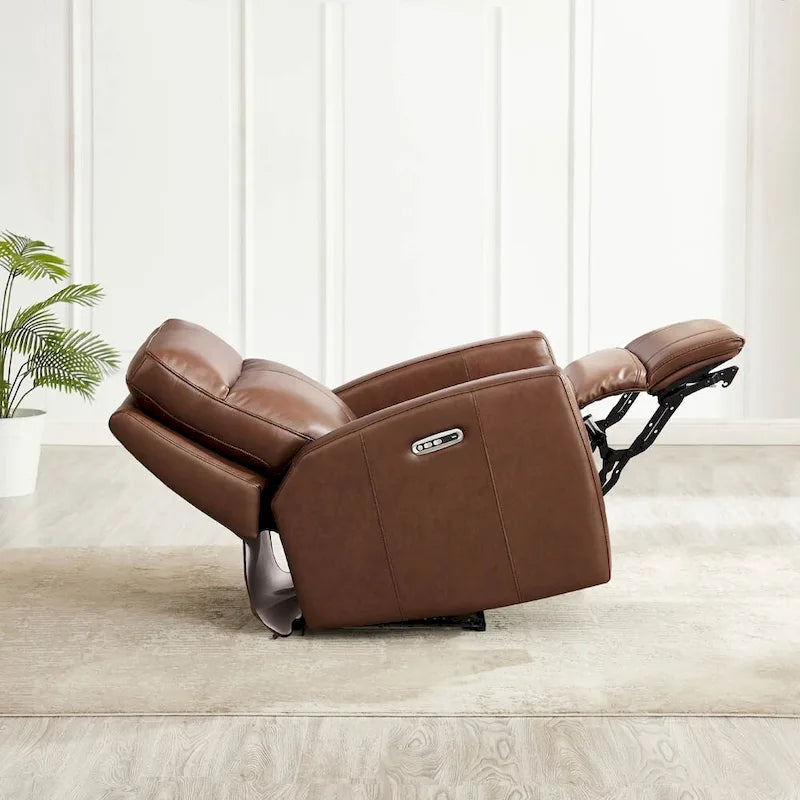Vienna Zero Gravity Power Recline and Headrest Top Grain Leather Recliner