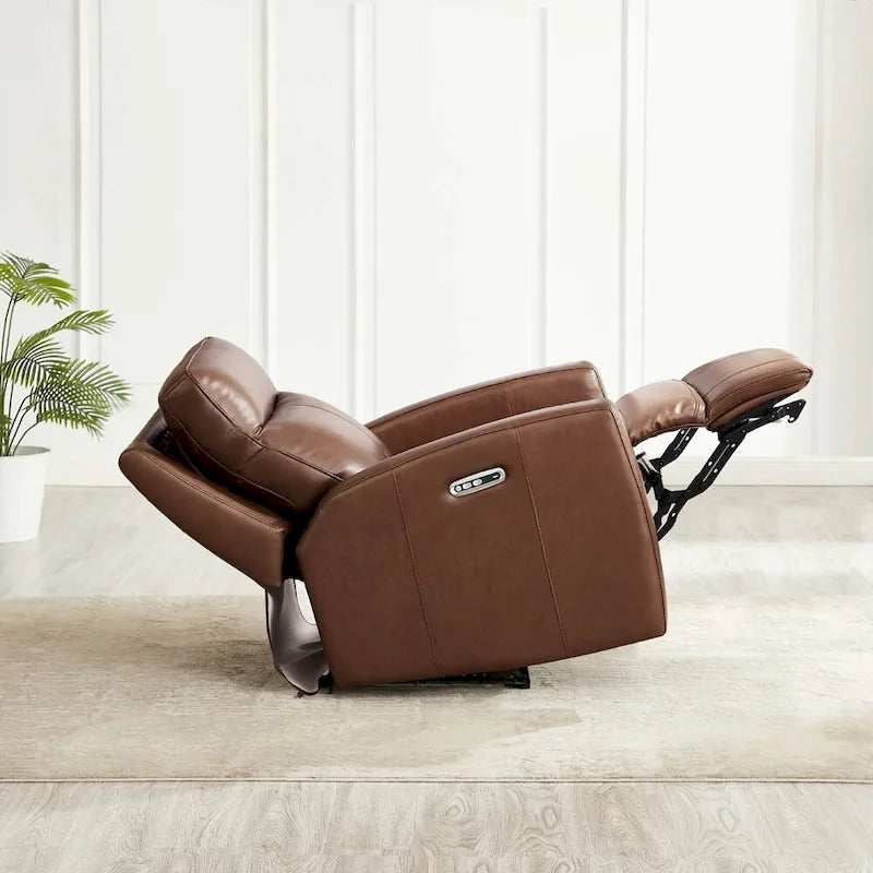 Vienna Zero Gravity Power Recline and Headrest Top Grain Leather Recliner