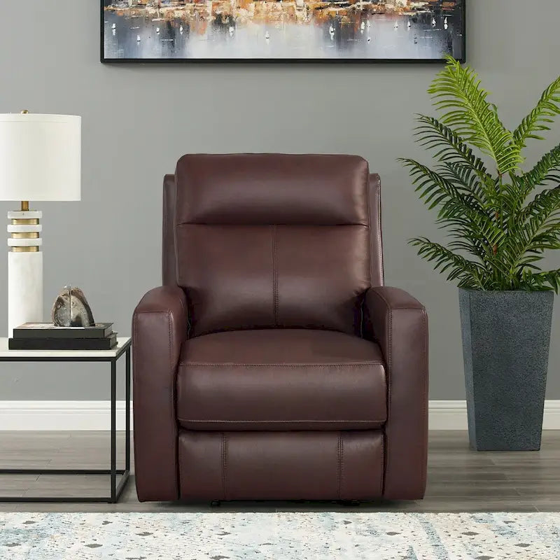 Vienna Zero Gravity Power Recline and Headrest Top Grain Leather Recliner