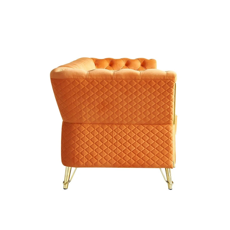 Modern Tufted Velvet Sofa 87.4 inch for Living Room
