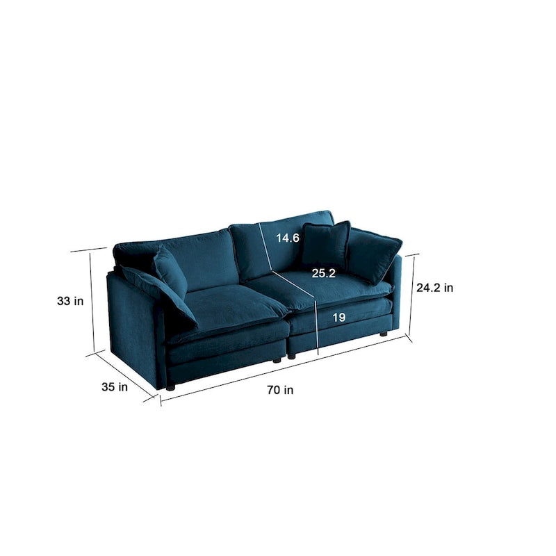 3-Piece Sofa Oversized Sofa Comfy Chenille Deep Seat Sofa Couch with 2 Loveseat and 3 Seater Sofa