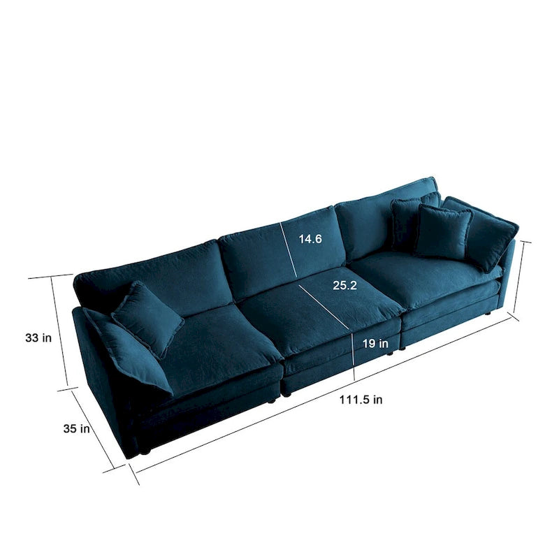3-Piece Sofa Oversized Sofa Comfy Chenille Deep Seat Sofa Couch with 2 Loveseat and 3 Seater Sofa