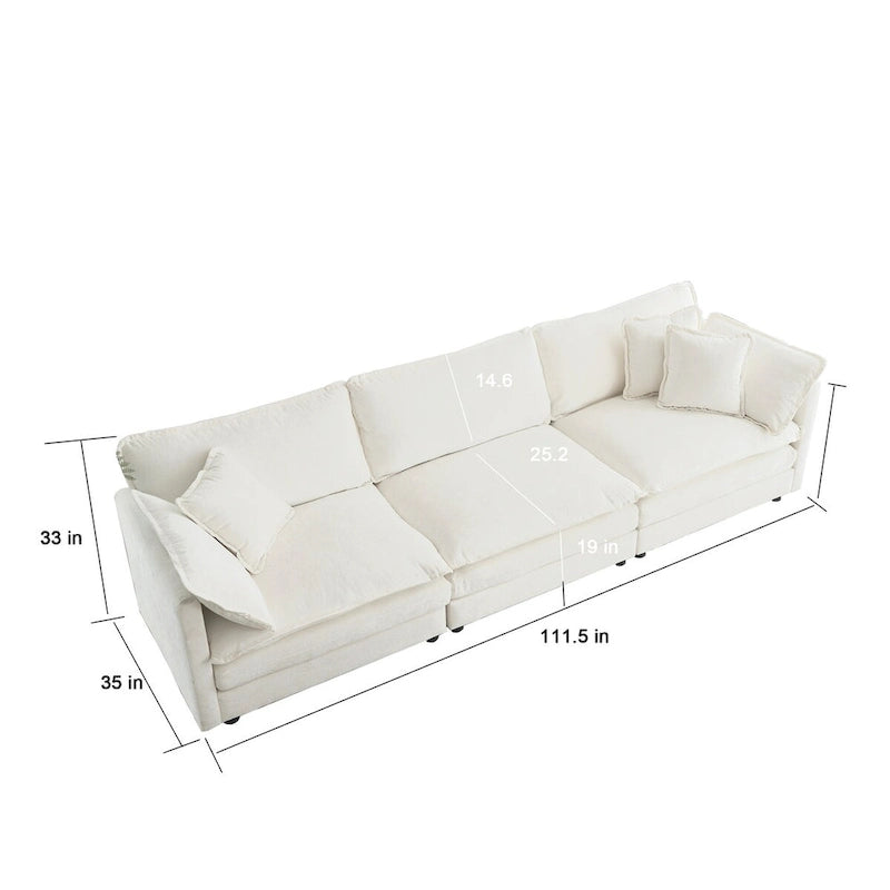 3-Piece Sofa Oversized Sofa Comfy Chenille Deep Seat Sofa Couch with 2 Loveseat and 3 Seater Sofa