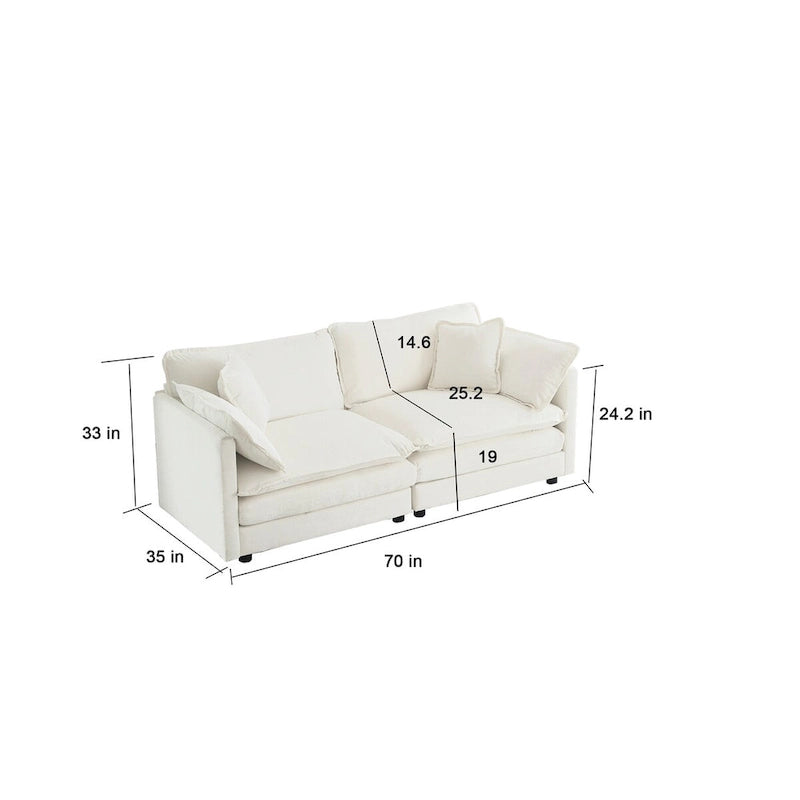3-Piece Sofa Oversized Sofa Comfy Chenille Deep Seat Sofa Couch with 2 Loveseat and 3 Seater Sofa