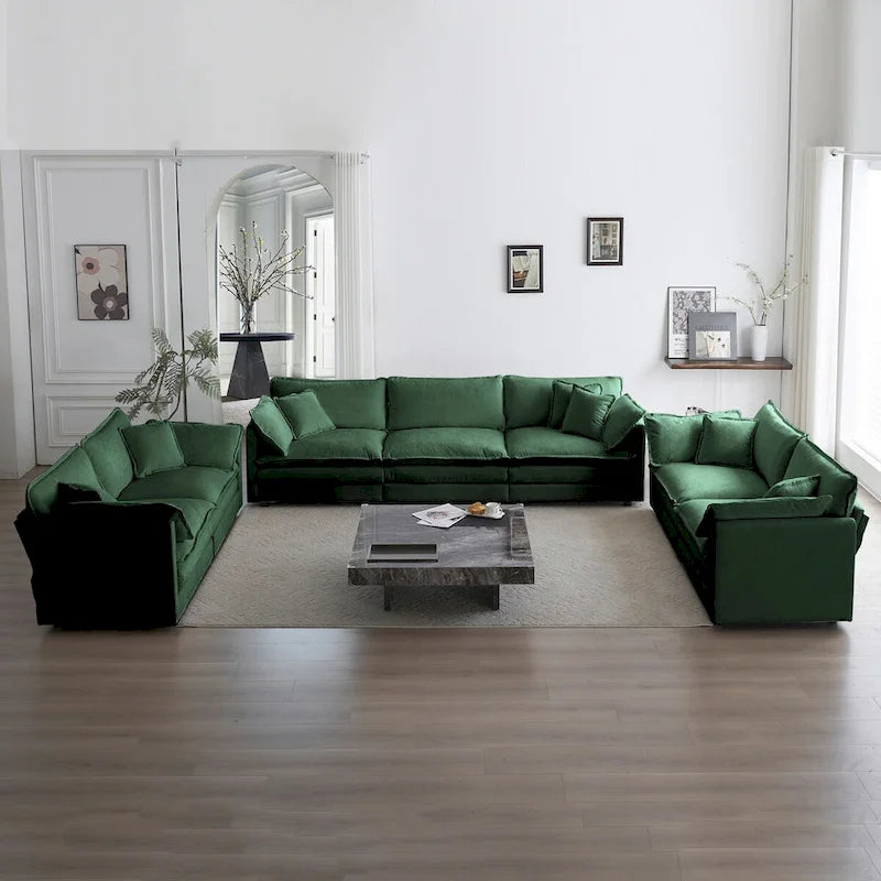 3-Piece Sofa Oversized Sofa Comfy Chenille Deep Seat Sofa Couch with 2 Loveseat and 3 Seater Sofa