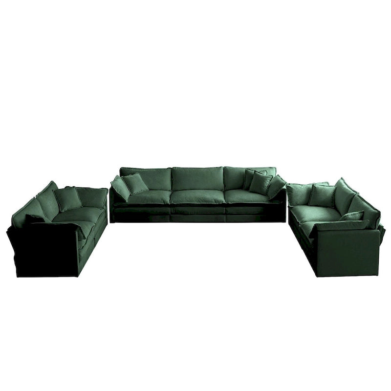 3-Piece Sofa Oversized Sofa Comfy Chenille Deep Seat Sofa Couch with 2 Loveseat and 3 Seater Sofa