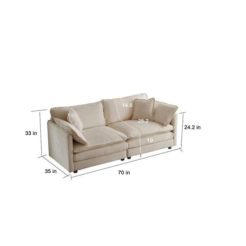 3-Piece Sofa Oversized Sofa Comfy Chenille Deep Seat Sofa Couch with 2 Loveseat and 3 Seater Sofa