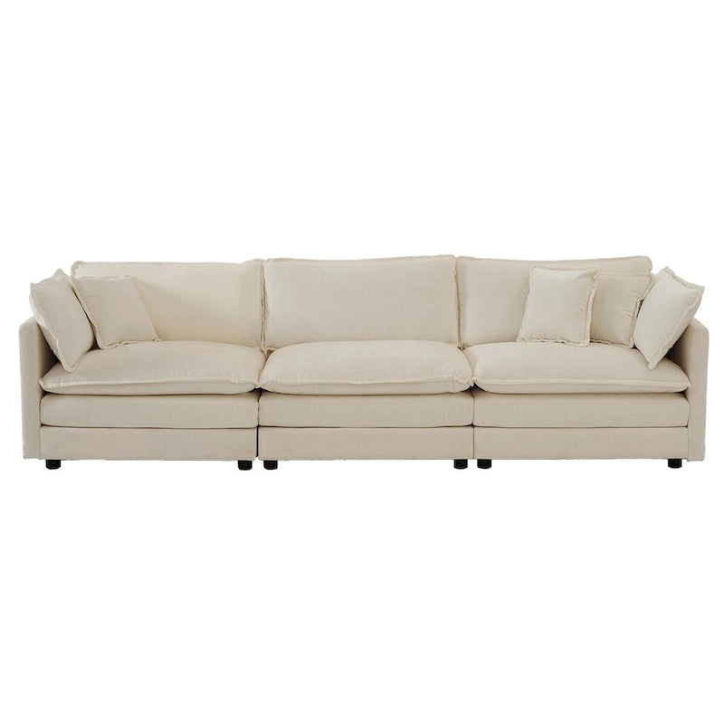 3-Piece Sofa Oversized Sofa Comfy Chenille Deep Seat Sofa Couch with 2 Loveseat and 3 Seater Sofa