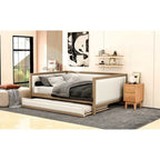 Full Size Upholstered Daybed with Trundle and Nailhead Decoration