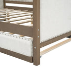 Full Size Upholstered Daybed with Trundle and Nailhead Decoration