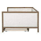 Full Size Upholstered Daybed with Trundle and Nailhead Decoration