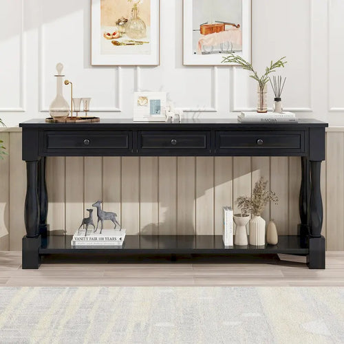 63inch Console Table,Long Sofa Table with Drawers and Shelf,French Country Entryway Table