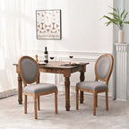 French Country Dining Chairs with Round Back Set of 2,Solid Wood Legs