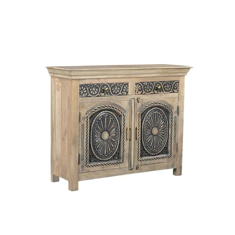 2-Drawer 2-Door Carved Solid Wood Sideboard