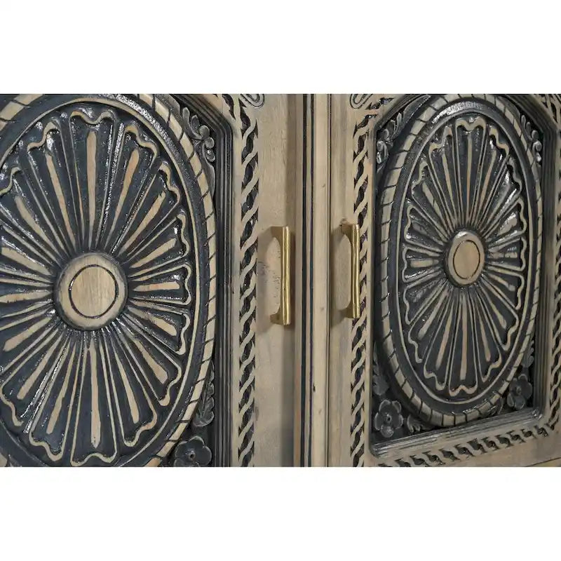 2-Drawer 2-Door Carved Solid Wood Sideboard