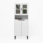 Tall Storage Show Cabinet with 2 Glass Display Door & 2 Doors