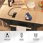 55.7Kitchen Island,2 Drop Leaf,Rolling Kitchen Cart on 5 Wheels,Power Outlet,Folding Dining Table,Spice & Towel Rack,3 Drawers